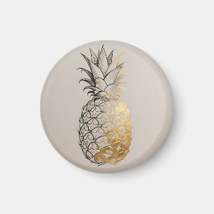 Golden Pineapple Line Art Magnet