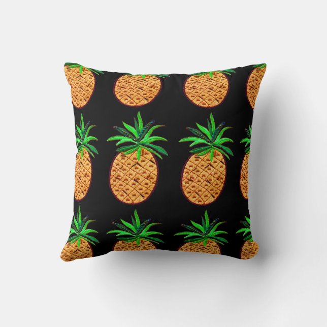 Golden Pineapple on Black Cushion (Back)