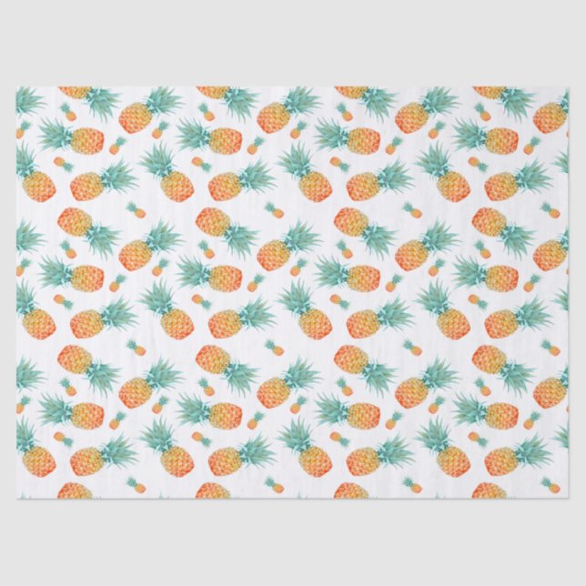 Golden Pineapple Pattern | Tropical Fruit Tissue Paper (Front)
