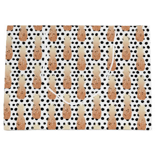 Golden Pineapples Pattern Tropical  Large Gift Bag
