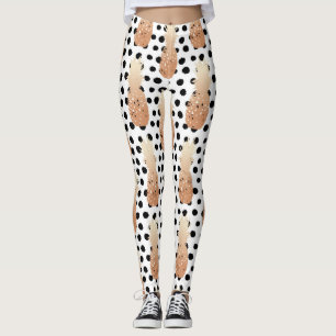 Golden Pineapples Pattern Tropical Leggings
