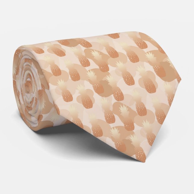 Golden Pineapples Pattern Tropical  Tie (Rolled)