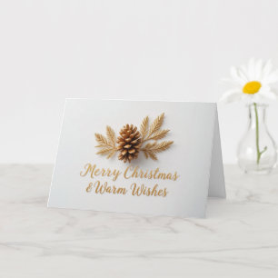 Golden Pinecone Christmas Warm Winter Wishes Card