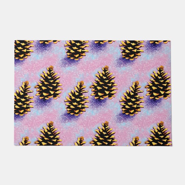 Golden Pinecones Door Mat (Front)