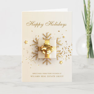 Golden Pink Christmas Ornament Corporate Greeting  Holiday Card