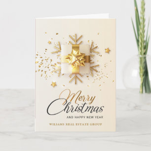 Golden Pink Christmas Ornament Corporate Greeting  Holiday Card