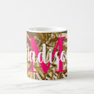 Golden Pink Custom Monogram Personalised Coffee Mug