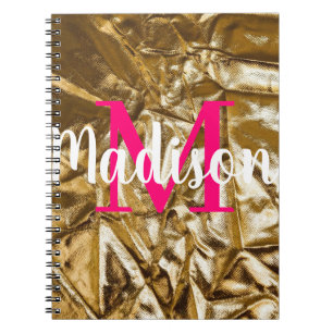Golden Pink Custom Monogram Personalised Notebook