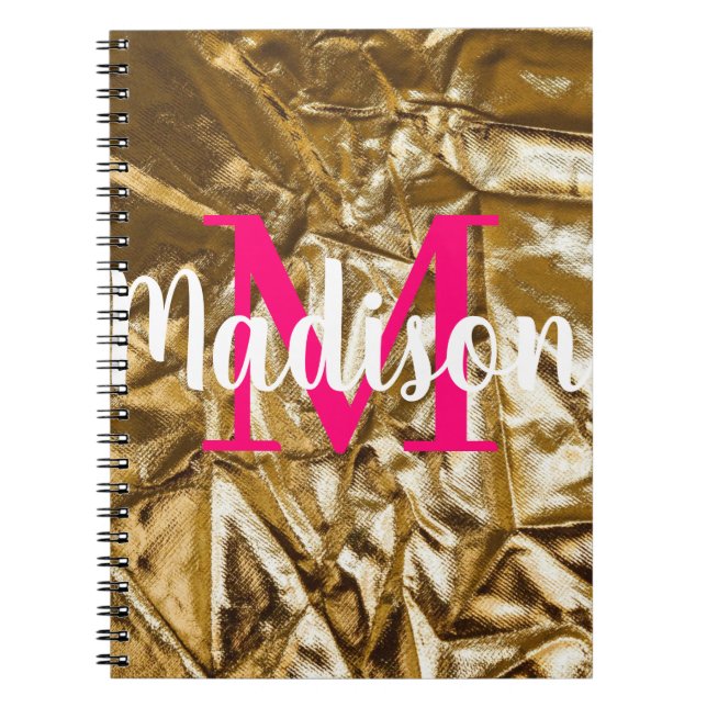 Golden Pink Custom Monogram Personalised Notebook (Front)