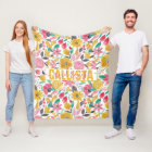 Golden Pink Flowers Leaves Watercolor Art Monogram