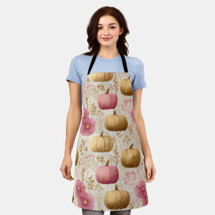 Golden & Pink Pumpkins Fall Design Apron