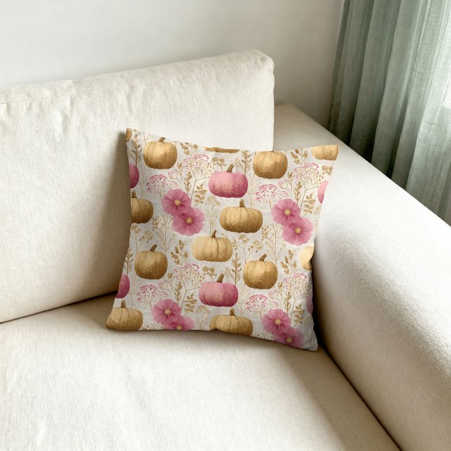 Golden & Pink Pumpkins Fall Design Cushion (Creator Uploaded)