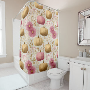 Golden & Pink Pumpkins Fall Design Shower Curtain