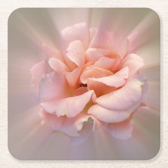 Golden pink square paper coaster (Front)