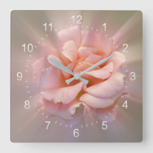 Golden pink square wall clock