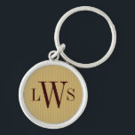 Golden Pinstripe Monogram Gift Keychain<br><div class="desc">Subtle golden yellow pinstripes make a classic monogram a little more special on this premium keychain. This is the perfect gift for your groomsmen or ushers. Makes a great favour or stocking stuffer too. Add or reduce space between the first and last initials to leave enough space for the large...</div>