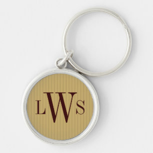 Golden Pinstripe Monogram Gift Keychain