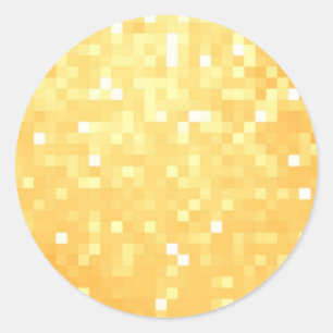 Golden Pixel Sparkle Classic Round Sticker