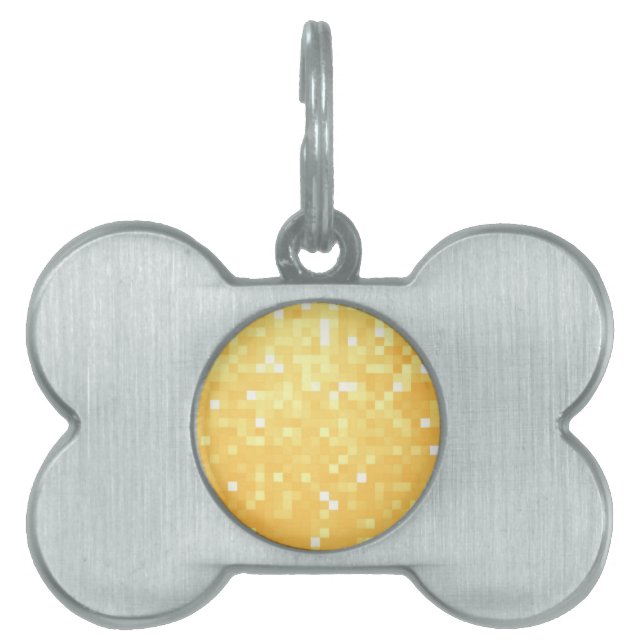 Golden Pixel Sparkle Pet Tag (Front)