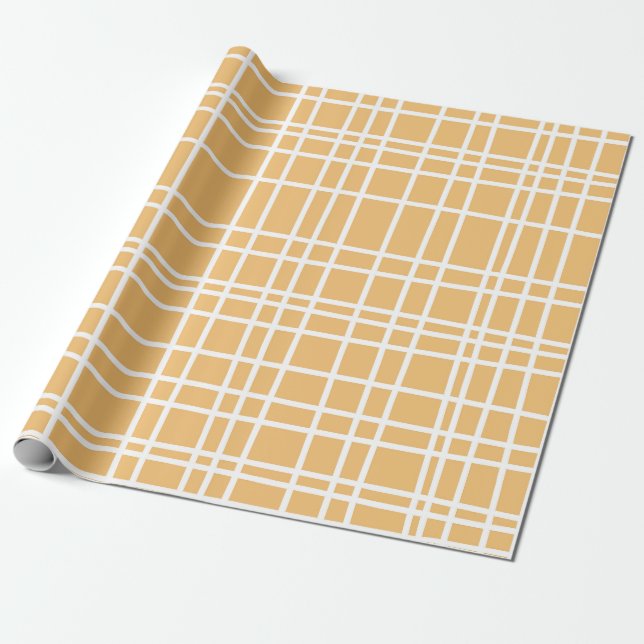 Golden Plaid Harmony Wrapping Paper (Unrolled)