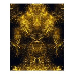 Golden Plasma Energy Fractal Art Poster