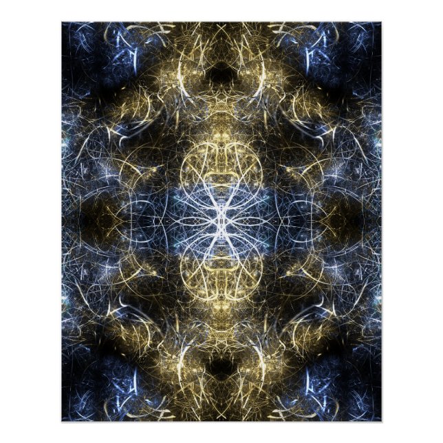 Golden Plasma Sacred Geometry Fractal Art Poster (Front)