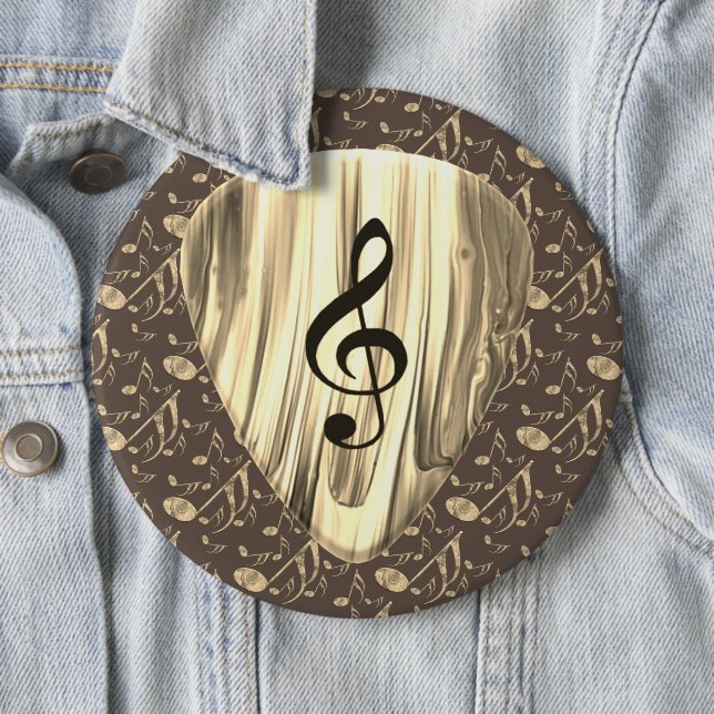 Golden Plectron – Stylish design for music lovers! 6 Cm Round Badge (In Situ)