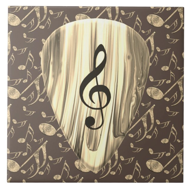 Golden Plectron – Stylish design for music lovers! Ceramic Tile (Front)