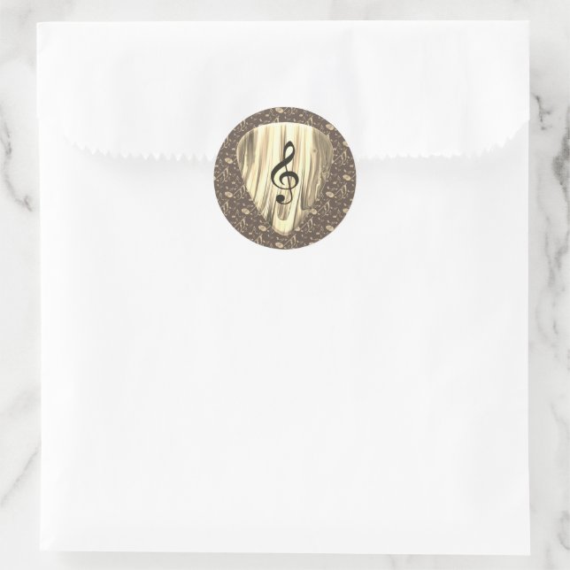 Golden Plectron – Stylish design for music lovers! Classic Round Sticker (Bag)