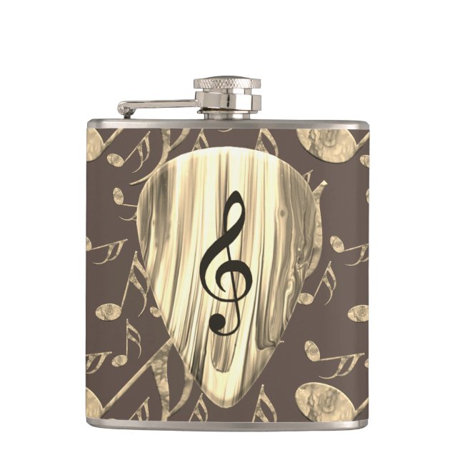 Golden Plectron – Stylish design for music lovers! Hip Flask (Front)