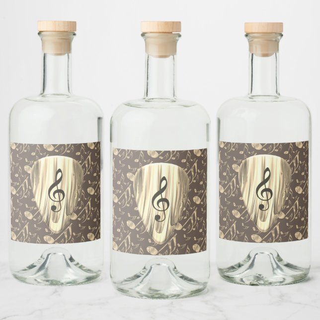 Golden Plectron – Stylish design for music lovers! Liquor Bottle Label (Bottles)