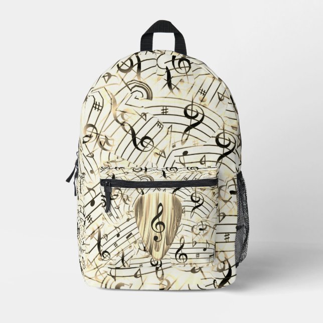 Golden Plectron – Stylish design for music lovers! Printed Backpack (Front)