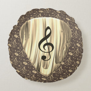 Golden Plectron – Stylish design for music lovers! Round Cushion