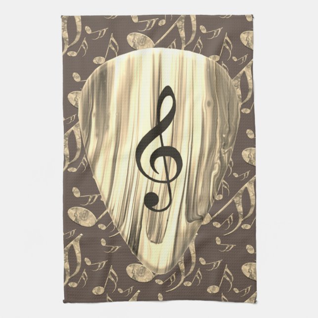Golden Plectron – Stylish design for music lovers! Tea Towel (Vertical)