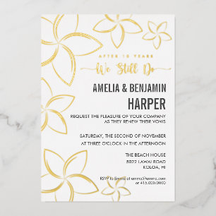 Golden Plumeria Vow Renewal Invitation We Still Do