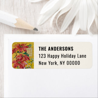 Golden Poinsettia | Christmas Return Address Label