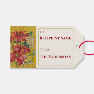 Golden Poinsettia | Fine Art Christmas Collectible Gift Tags
