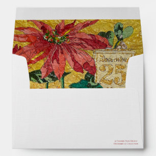 Golden Poinsettia Fine Art Christmas with Liner Envelope