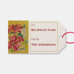 Golden Poinsettia Fine Art Writable Christmas Gift Tags