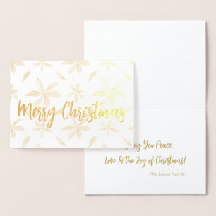 Golden Poinsettia Merry Christmas Personalised Foi Foil Card