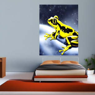 Golden poison frog in the snow AI Art Poster