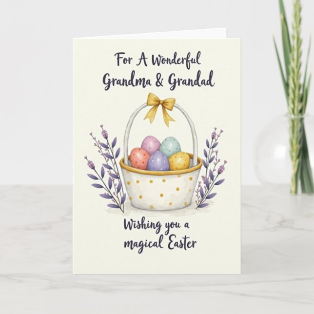 Golden Polka Dot Basket Card (Front)