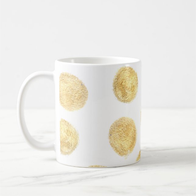 Golden Polka Dot Hand Drawn Coffee Mug (Left)
