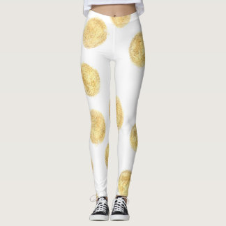 Golden Polka Dot Hand Drawn Leggings