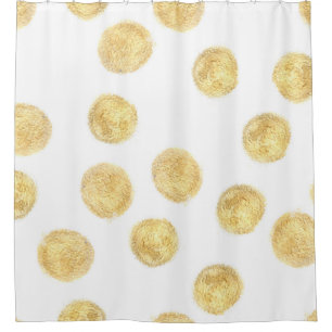 Golden Polka Dot Hand Drawn Shower Curtain