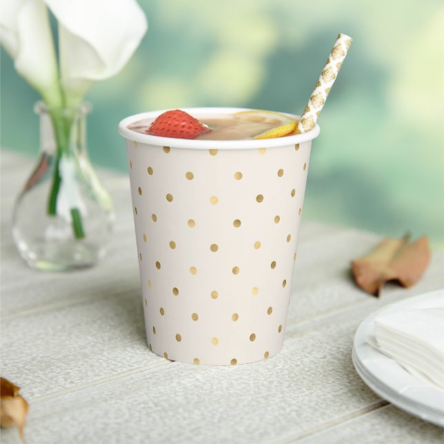 Golden Polka Dot Pattern Paper Cups (Insitu)