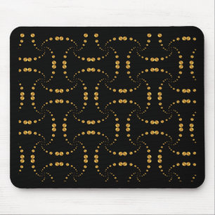 Golden polka dots on black mouse pad