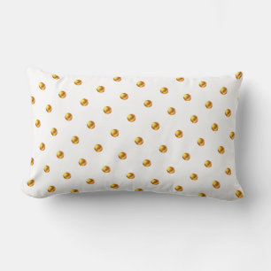 Golden Polka Dots on White Lumbar Cushion