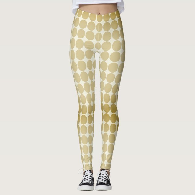 Golden Polka Dots Seamless Pattern Leggings (Front)