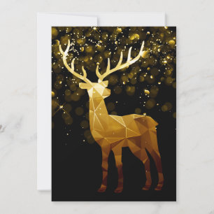Golden Polygon Geometric Deer Holiday Card